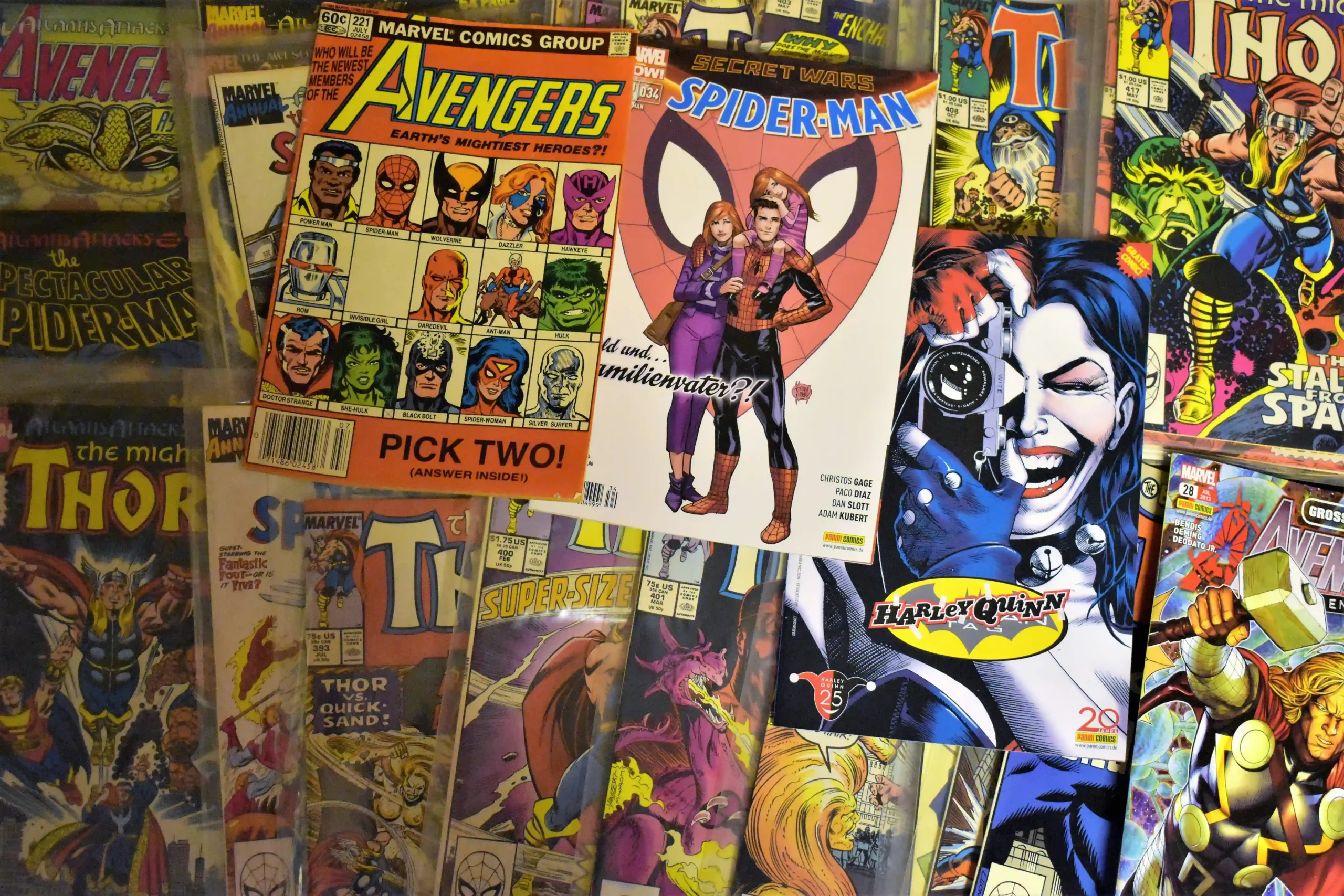 Marvel comic book collection display